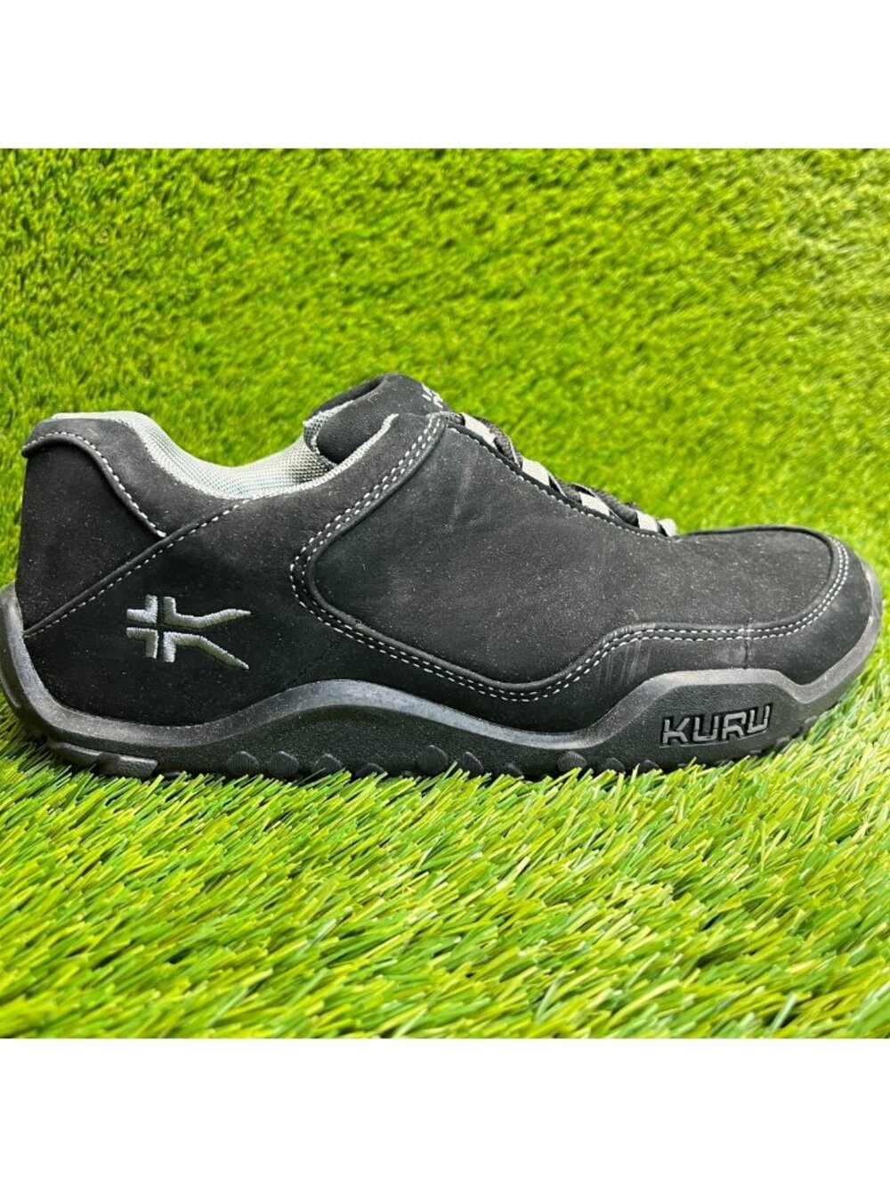 Kuru Chicane Mens Size 7.5 Black Gray Athletic Leather Walking Shoes Sneakers